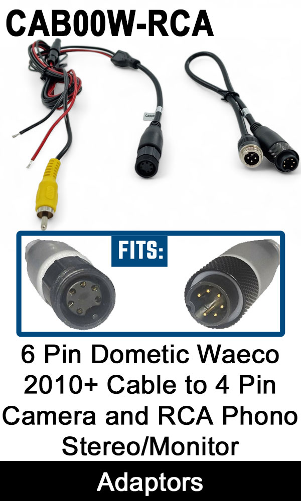 Maxxcount Rear View Camera Connection Cable, 6-Pin (for Waeco/Dometic) to  RCA/Low Voltage Jack