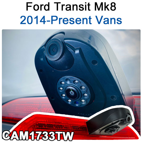 Dual Lens Reversing Camera + Rear View Camera to fit Ford Transit 2014 to present vans brake light camera