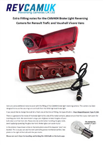 Thumbnail image of fitting instructions for brake light reversing camera for Renault Trafic and Vauxhall Vivaro Vans