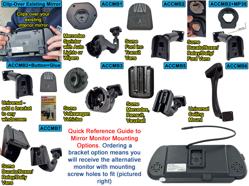 Rear View Mirror Monitor Bracket Choice Image