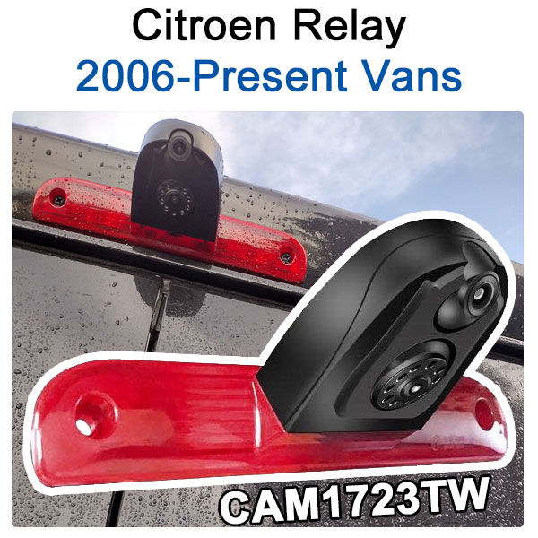 Twin Lens Reversing and Rear View Camera to fit 2006+ Citroen Relay vans brake light